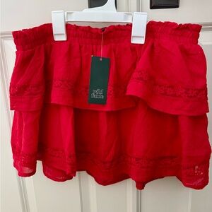 Wild Fable Red Tiered A-Line Skirt